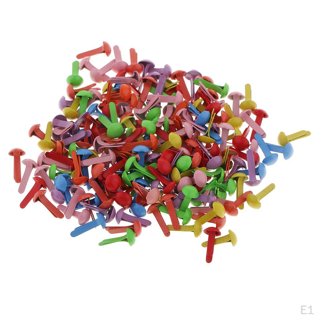 200pcs Mini Decorative Round Head Split Pins Metal Brads Paper Fasteners for Craft Office
