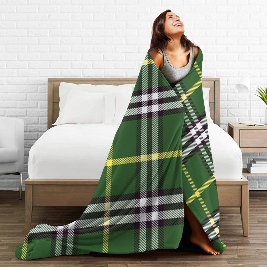 Yellow Tartan Flannel Blanket Autumn Soft Durable Throw Blanket for Kids Adult Living Room Comfortable Bedspread Sofa Bed Cover