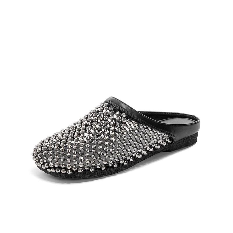 Fashion 2025 Summer New Flat Fashion Woven Cutout Sandals Women's Casual Baotou Soft Sole Roman Shoes