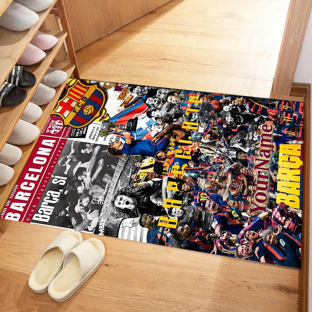 FC Barcelona personalisierter Namens-Teppich Perfekt für Esszimmer im Freien Eingangsbereich Flur Rutschfester Teppich Büros Dekorieren Hochzeitsfeier Geschenk