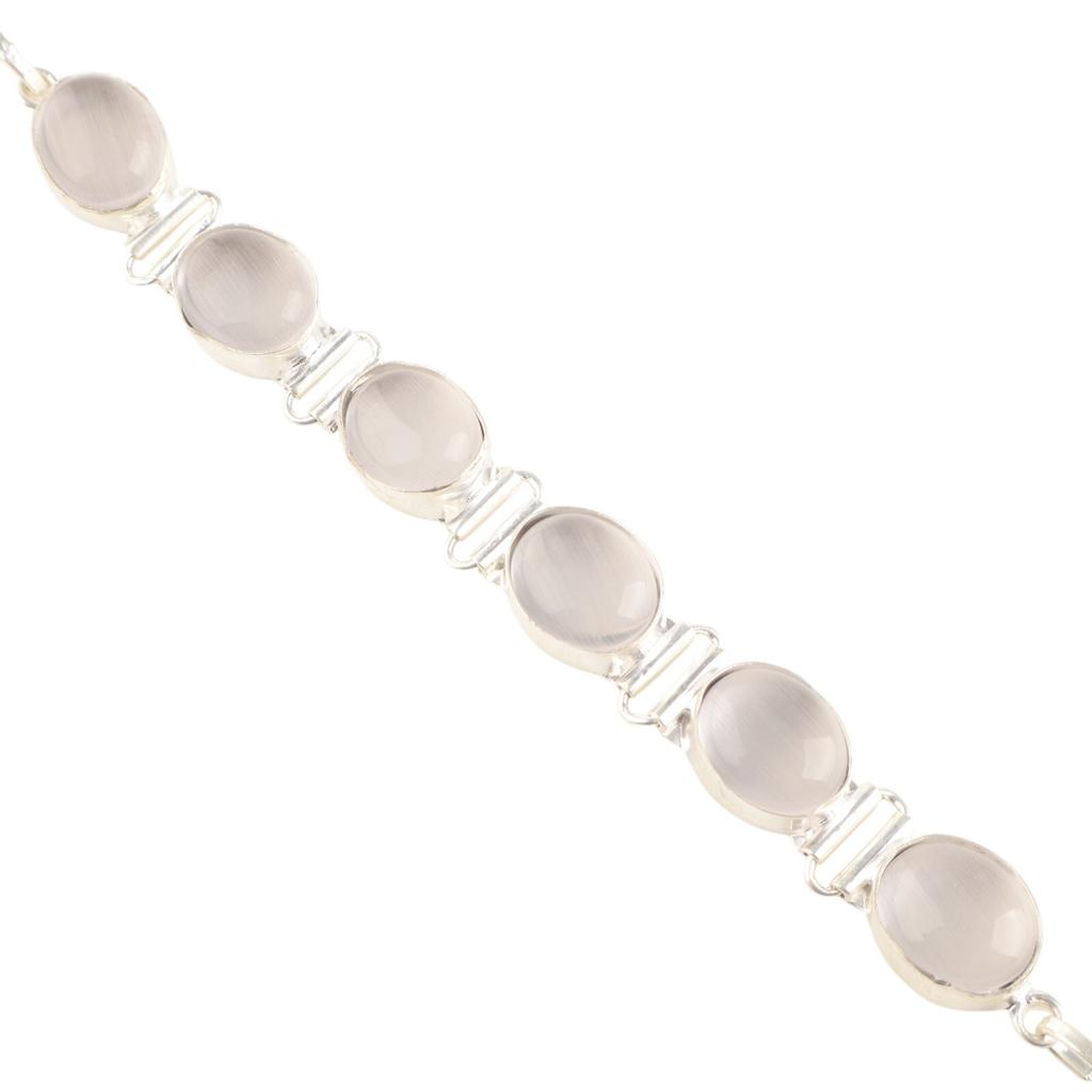 Kamień selenitowy Srebro próby 925 Biżuteria Ręcznie robiona Bransoletka 8" Dla kobiet RB-4-22