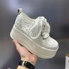 Thick-soled Lace Inner Height-increasing Muffin Mesh Shoes Women's Mesh Surface Is Hollowed Out, Light and Thin, Summer New Little White Shoes Women