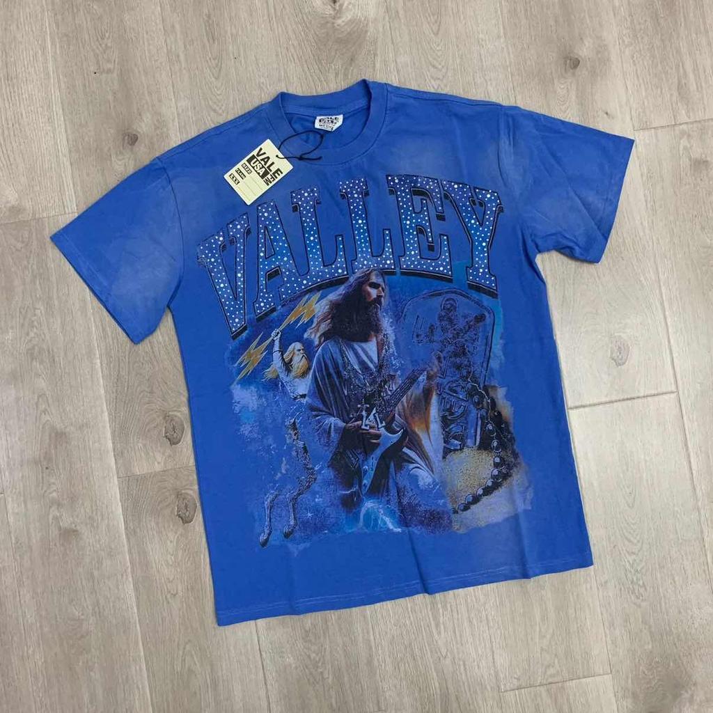 DRIPX T-shirt da uomo a maniche corte, 100% cotone, morbida, comoda e casual, vestibilità larga streetwear, modello a fantasia 'Valley Pattern 1'