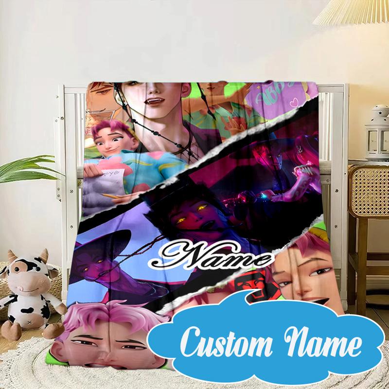 Custom Name Fantasy Night Trio K-Pop Blanket bed sofa Blanket Flannel Blanket for Camping, Hiking, Picnic Essentials,gift for Fan family