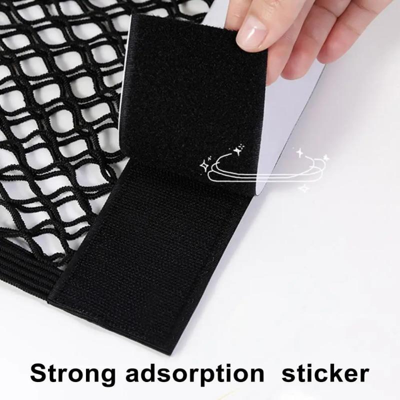 Organizzatore a Rete per Bagagliaio Auto Rete Portaoggetti Borsa da Schienale Sedile Universale SUV Bagagliaio Corda Tasche Nastro Magico Auto Rete Estintore