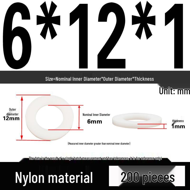 White Wear-Resistant Nylon Flat Washer Round Plastic Insulating Gasket M4-M20
