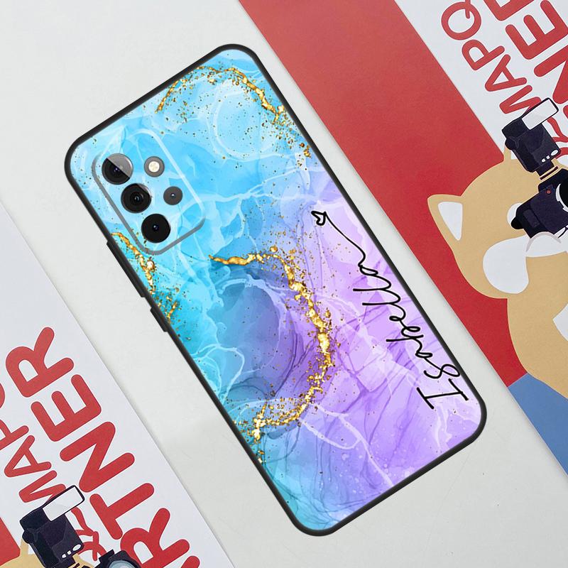 Capa de Telefone Arco-íris em Aquarela com Nome Personalizado Para Samsung Galaxy A53 A33 A23 A13 A52 A32 A22 A12 A51 A71 A14 A24 A34 A54 A21S