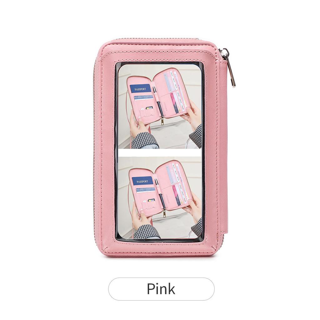New Touch Screen Mobile Phone Bag Multi-function Passport Wallet Certificate Storage Bag Women's Versatile Messenger Bag