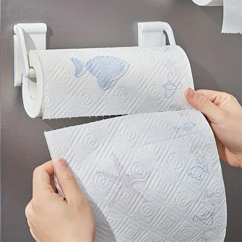 2PCS Paper Towel Rack Kitchen Refrigerator Roll Holder Punch-free Wall-mounted Magnetic Absorption Rack Plastic Wrap Hanger
