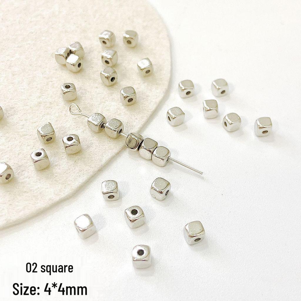 20 Acrylic Silver Square-Round Spacer Beads for DIY Beading and Accessories