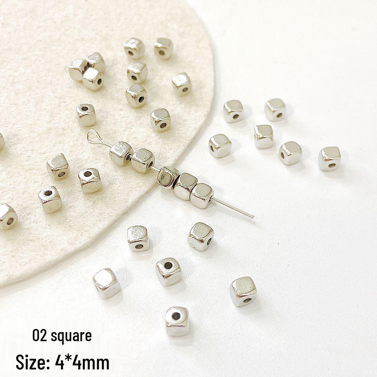 

20 Акриловых Серебристых Квадратно-Круглых Разделительных Бусин для DIY Бисероплетения и Аксессуаров