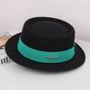 Autumn and Winter French Flat-brimmed Woolen Flat-top Top Top Hat Female British Show Small Face Simple Temperament Elegant Celebrity Style Jazz Hat