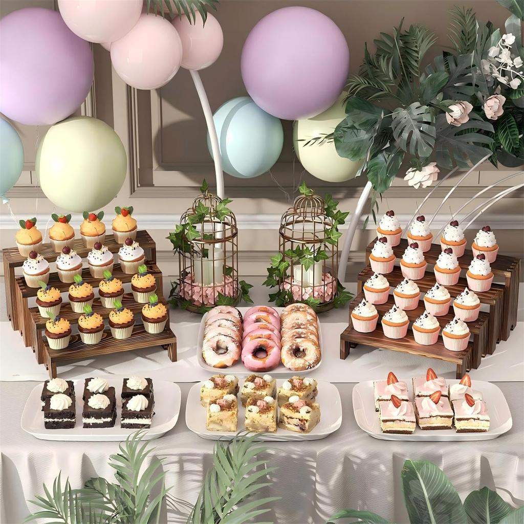 Stackable Wooden Cupcake Stand,  Decoration Wooden Dessert Table Display Stand, Exhibition Booth Display Items, Party Food Display Riser