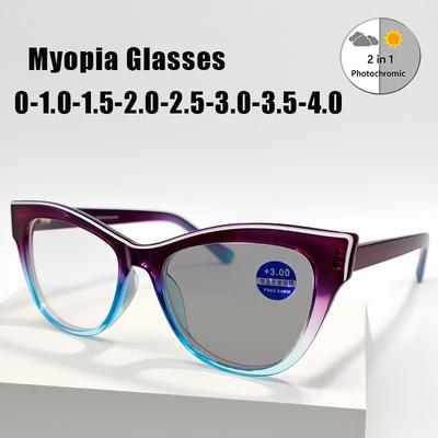 Fashion Photochromic Myopic Glasses Retro Cat Eye Classic Trend for Men Women Minus Diopter Eyewear 0 To -4 0