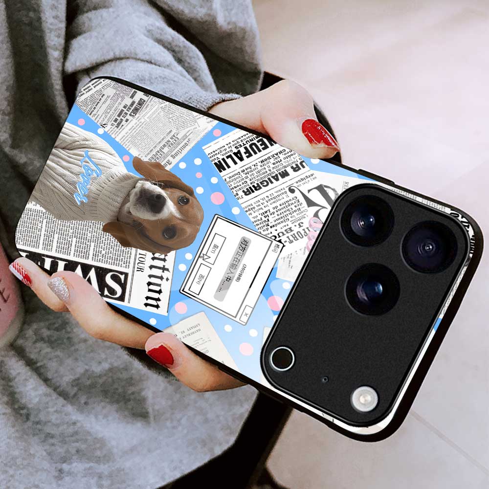 For iPhone 17 Pro Max Case TPU PC Tempered Glass Pattern Printing Anti Drop Phone Back Cover