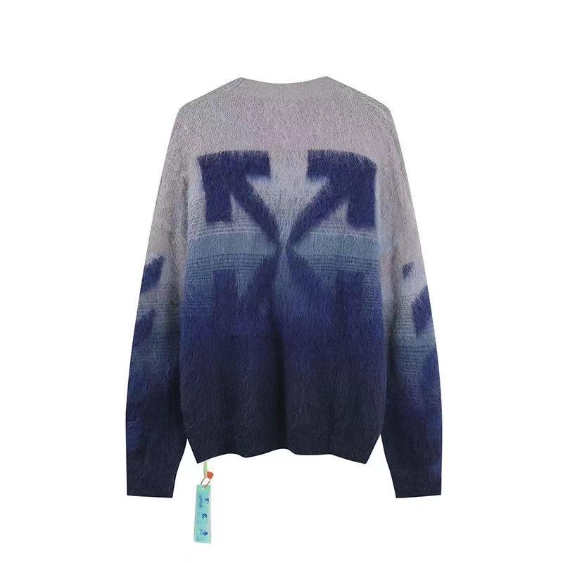 

Gradient Arrow Mohair Knit Sweater - Trendy Long Coat for Couples Medium сіро блакитний колір