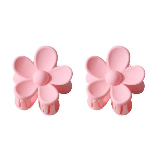 2Pcs Flower Shape Small Hair Claw Easy To Open Strong Hold Side Hairpin Plastic Resin Mini Hair Clip Daily Party Hair Accessory