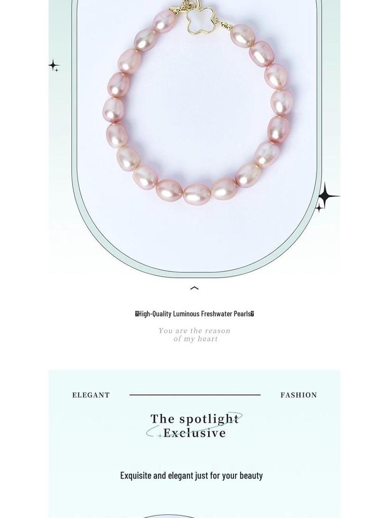 2025 Trendy Genuine Pearl Bracelet for Women – Strong Luster Purple Beaded Elastic Cord