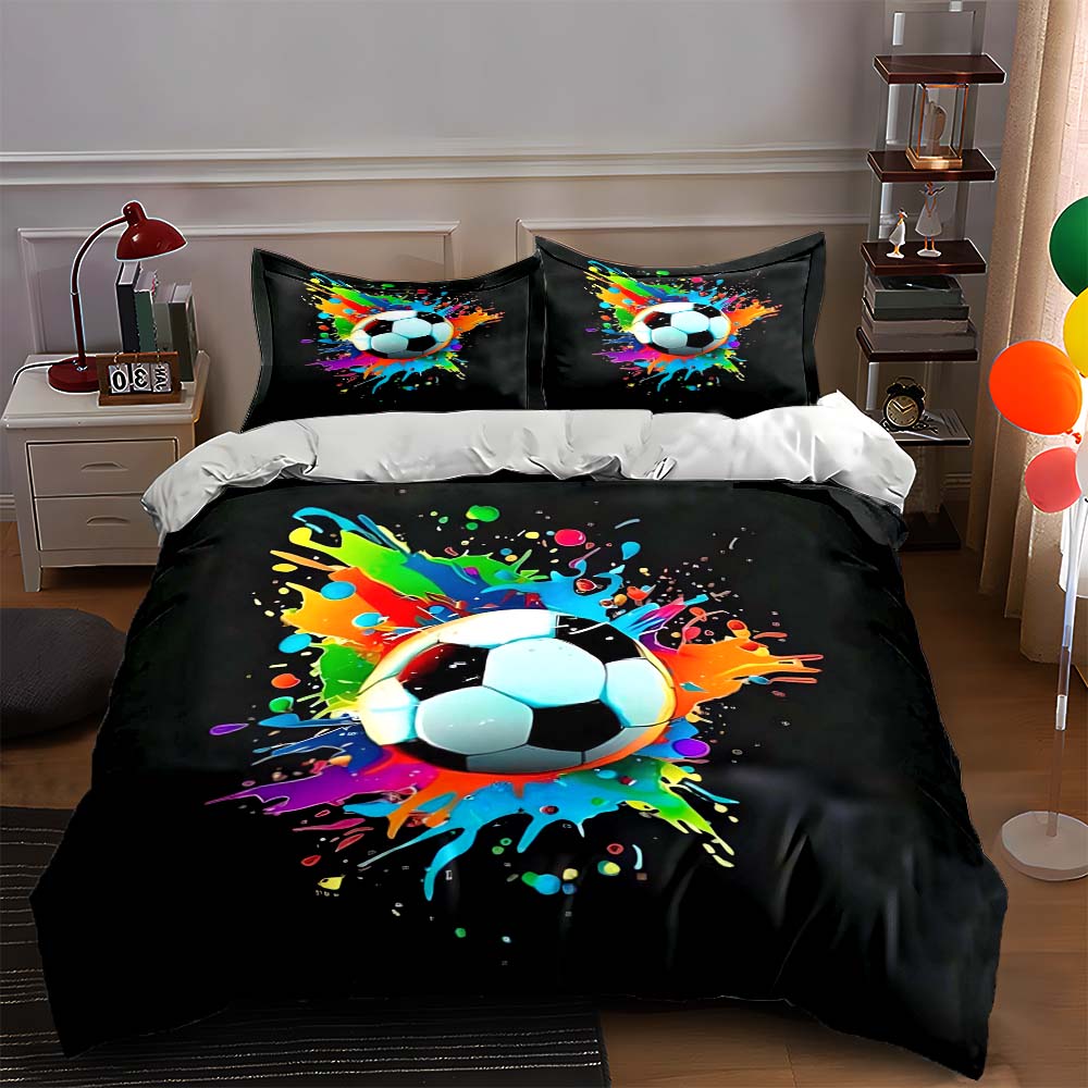 

Soccer splash art Bedding Duvet cover sets Duvet covers Pillowcases gifts (1 * Duvet Cover 2 * Pillowcases, without duvet insert) 135x200cm