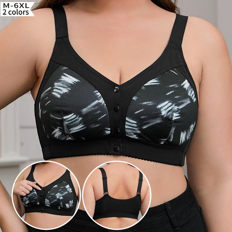 New Super Large Size Bra, Popular In Europe and America, Large Cup Front Buckle, Fashionable and Fashionable Printed Large Size Underwear