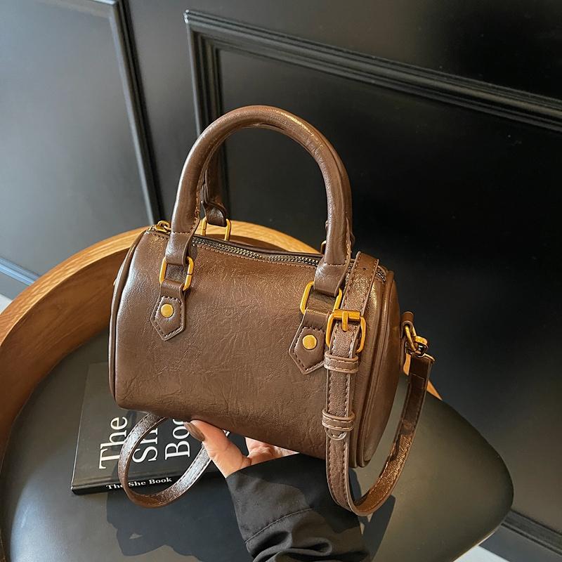 

Vintage Boston Bag For Women - Lightweight Pu Leather Tote With Detachable Belt And Large Capacity For Work And Travel Shoulder Bag