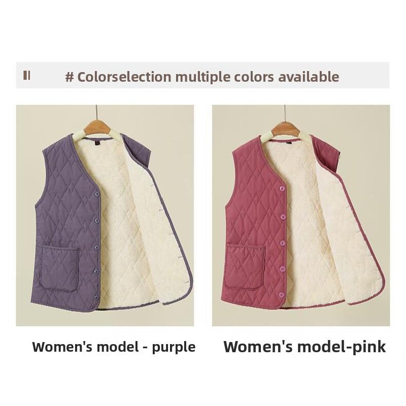 New autumn and winter fleece-lined vest for mothers, thickened and warm, suitable for wearing indoors or as an outer layer to protect against the