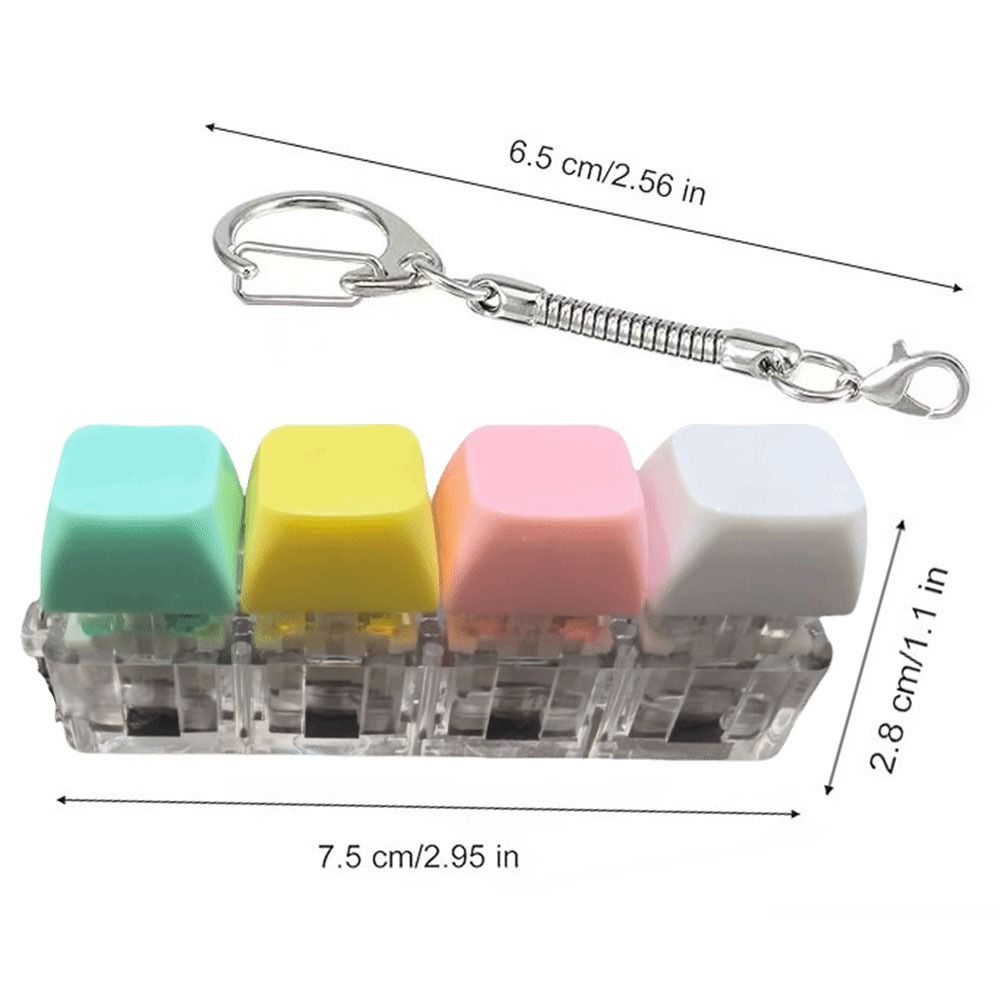 Portable Fidget Keychain 4 Keys Stress Relief Toy Pass Time Keyboard Fidget Toy Adult