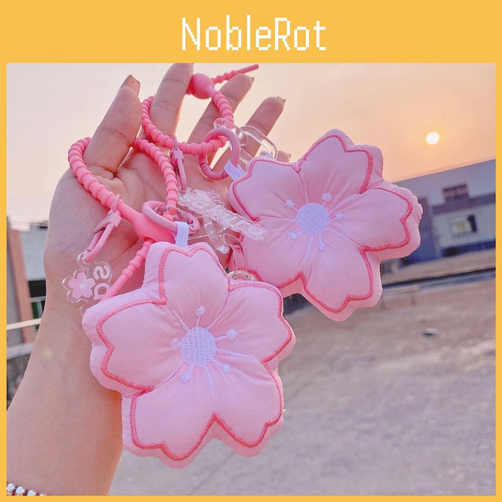 Pink Cherry Plush Blossom Keyring Bag Decoration Creative Flower Decoration