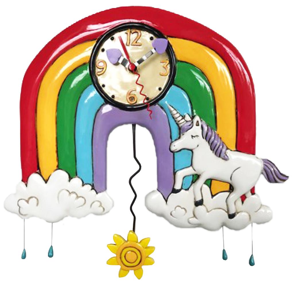 Allen Designs [Q1994] - Multicolor 'Allen Designs' Wall Clock (rainbow Unicorn) - 32x28 Cm
