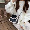 2025 New Korean Style Autumn Winter Fashion Chain Lamb Wool Crossbody Bag for Women Ins Single Shoulder Half Round Saddle Bag