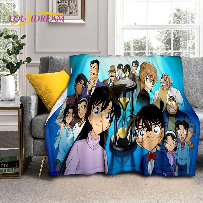 Kreskówka HD Detektyw Conan Anime Koc 3D, Miękki koc do rzucania na dom, sypialnię, łóżko, sofę, na piknik, w podróży, do biura, koc okrywowy dla dzieci