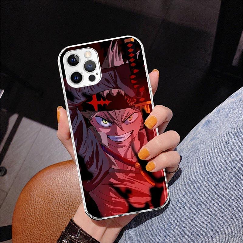 Black C-Clovers Anime Phone Case For iPhone 13 12 Mini 11 Pro Max XS XR X SE 7 8 Plus 5S 5 6S 6 Gift Print Cover Fundas