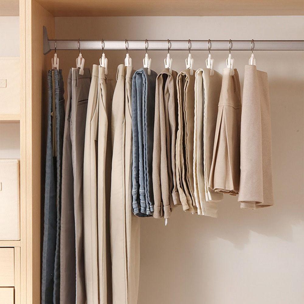 10Pcs Stackable Pants Socks Storage Clip Plastic Laundry Clothes Pegs Portable Pant Hangers  Closet