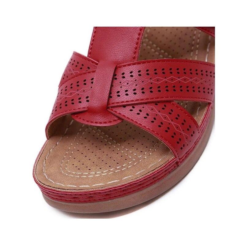 Women Sandals Wedge Summer Premium Orthopedic Open Toe Sandals Vintage Anti-slip Leather Casual Female Platform Retro Shoes