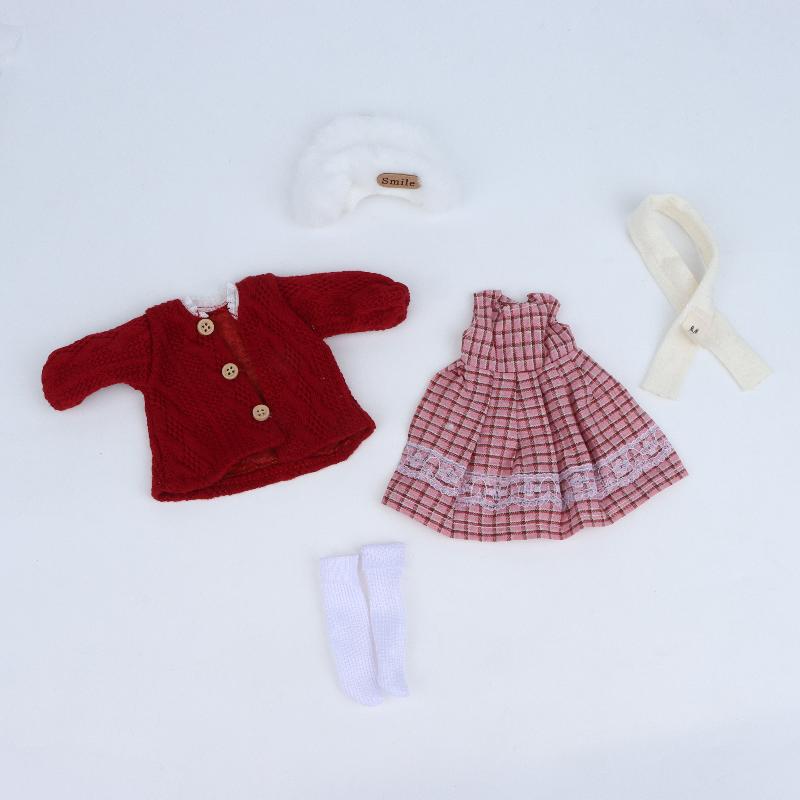 1 Set 1/6 Doll Outfit Kit 30Cm Doll Clothes Pretty Dress Hat Winter Coat Girl Toy Gift Doll Accessory No Shoes And Doll
