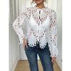 2026 Autumn New Lace Hollow Out Solid Color Top Fashionable Casual Long Sleeve Shirt for Women