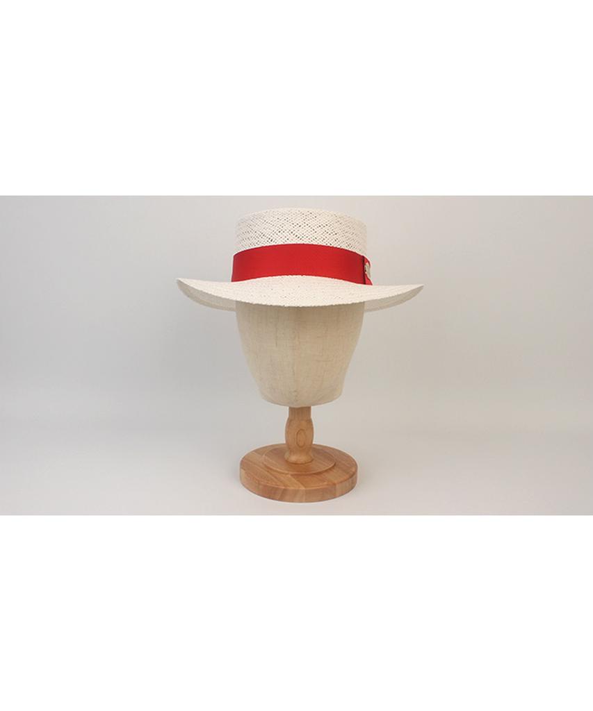 White Red Line Panama Hat