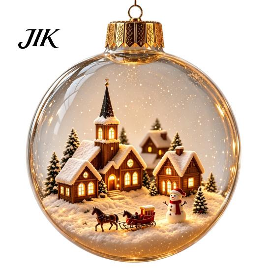 Christmas Party Hanging Trinkets 3D Faux Crystal Ball Ornaments with Warm LED Luminous Holiday Decorations Lights, Tree Pendant for Home Decor