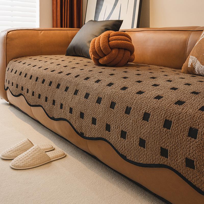 

Плюшевая подушка для дивана специальной формы Осень-Зима Новая Высококачественная Защита от царапин когтями кошек Фиксированная Нескользящая Подушка для сиденья Зимний чехол 90*90cm