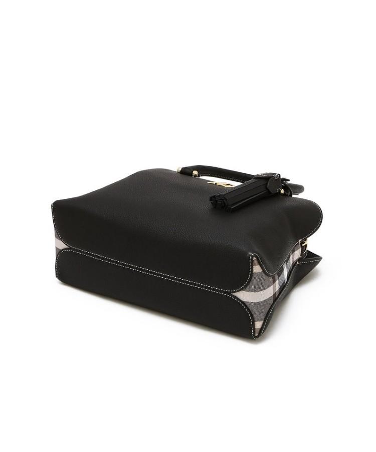 Daks Womens Accessories Black Dd Logo Cowhide Tote Bag_Dcba6E750Bk
