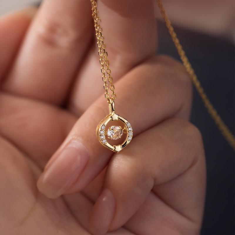 New 925 Silver Single Diamond Round Necklace Sparkling Star Hollow Pendant Collar Chain Wedding Jewelry Gift 45cm золотой