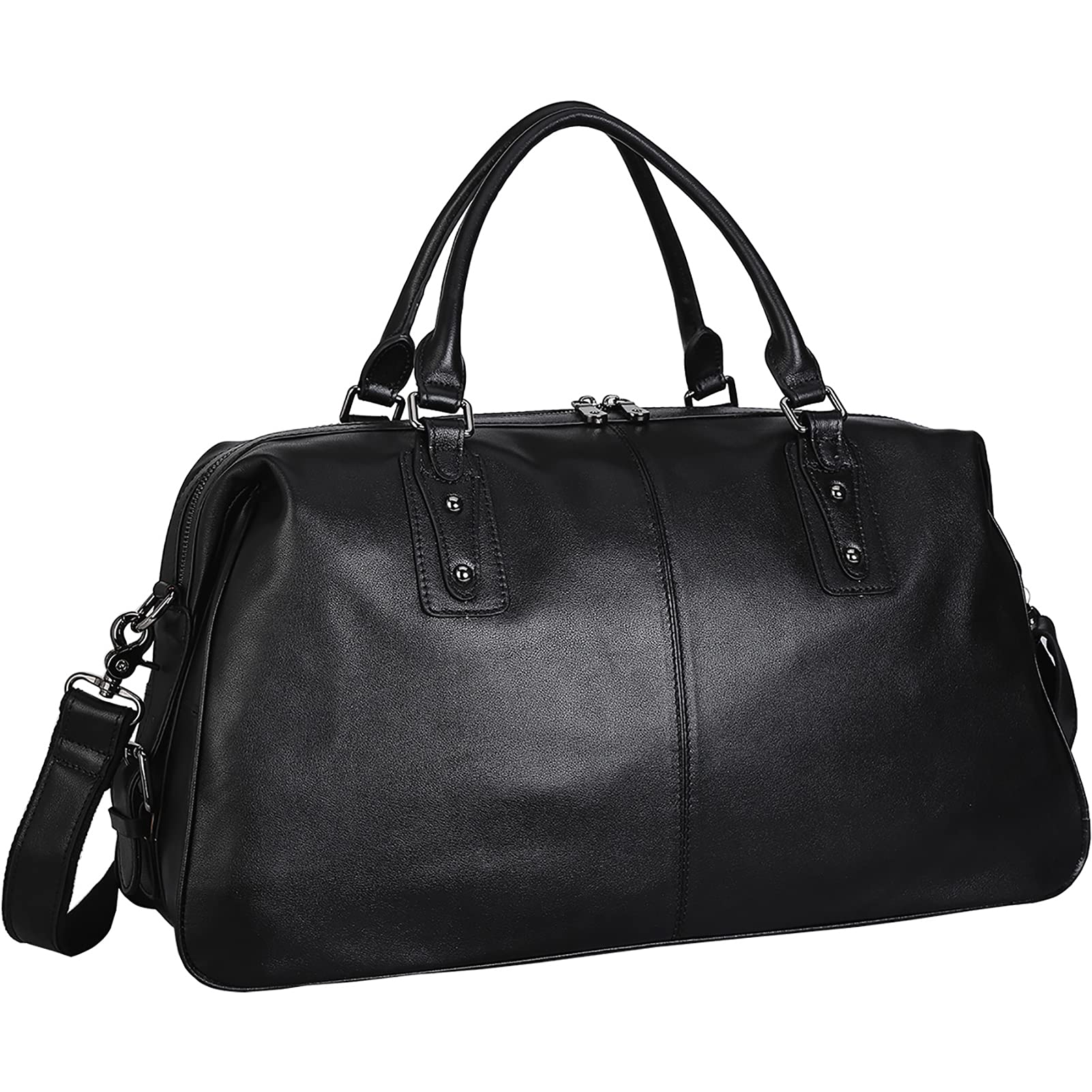 

Miyabi Leather Boston Bag for Genuine Cowhide Large with Black Men, Leather, Capacity, Golf, Travel, Carry-on, Studs, Waterproof, 2-Way, Sports, чёрный