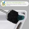 Compact Toilet Brush  Holder Stainless Steel Handle Space Saving For Storage Deep Cleaning Drip-Proof Easy To Assemble Nylon Bristles White  Grey