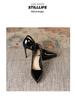 1088-10 Chaussures en cuir verni à talons hauts de 10 cm, bout pointu, plateforme et boucle