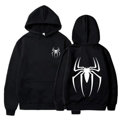 Men's Y2K Spider Print Hoodie Autumn Winter Adult Street Style Loose Hip Hop Punk Fashion Couple Sports Long Sleeve Pullover