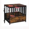 Wooden Dog Cage Two-Door Kennel End Table for Small/Medium Dogs Solid Pattern Indoor Dog House