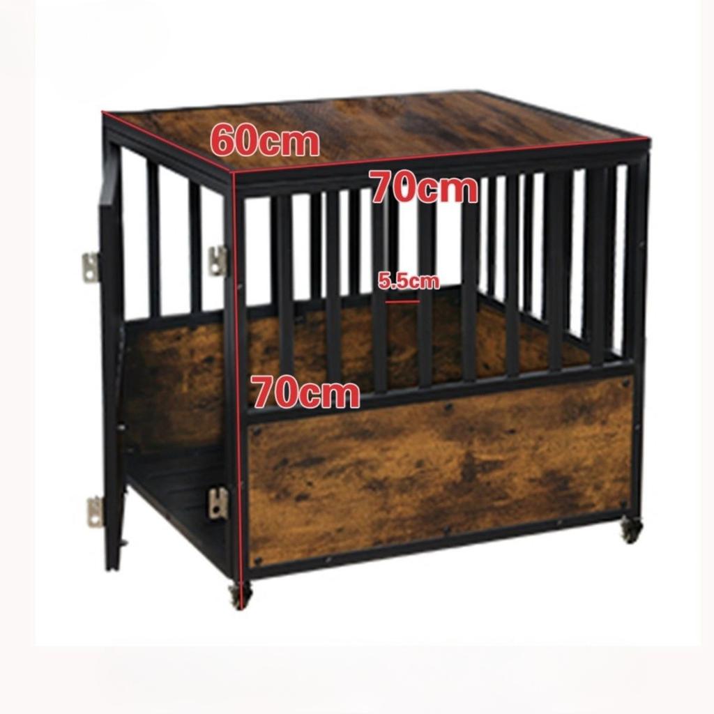 Wooden Dog Cage Two-Door Kennel End Table for Small/Medium Dogs Solid Pattern Indoor Dog House