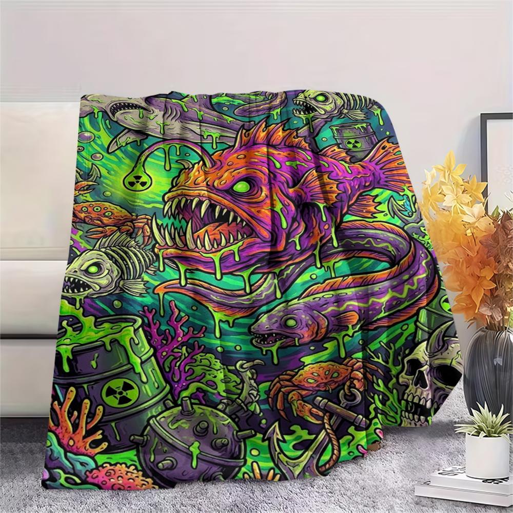 Corrosive marine organisms Print Flannel Blanket,High quality Comfortable for All Seasons,Home Decor,Warmth and Comfort,Perfect for Christmas Gifts
