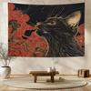 Asiatische Ukiyoe Kunst Japanische Katze verschluckt Wolken Welle Stoff Lustiger Wandteppich Wandbehang Jugend Heimdekoration