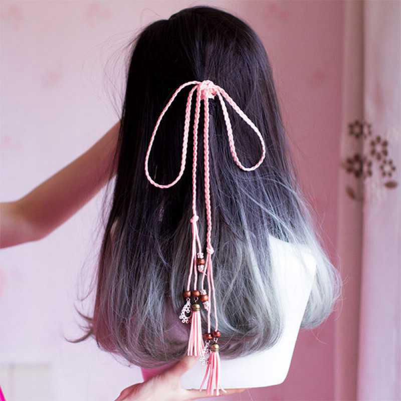 New Chinese Style Women's Tassel Hairbands Retro Hanfu Red Hair Rope Braided Bow Girl Headband Hair Accessories Headdress